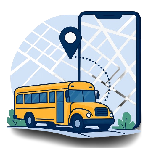 Live Tracking feature Bussaty school bus on map